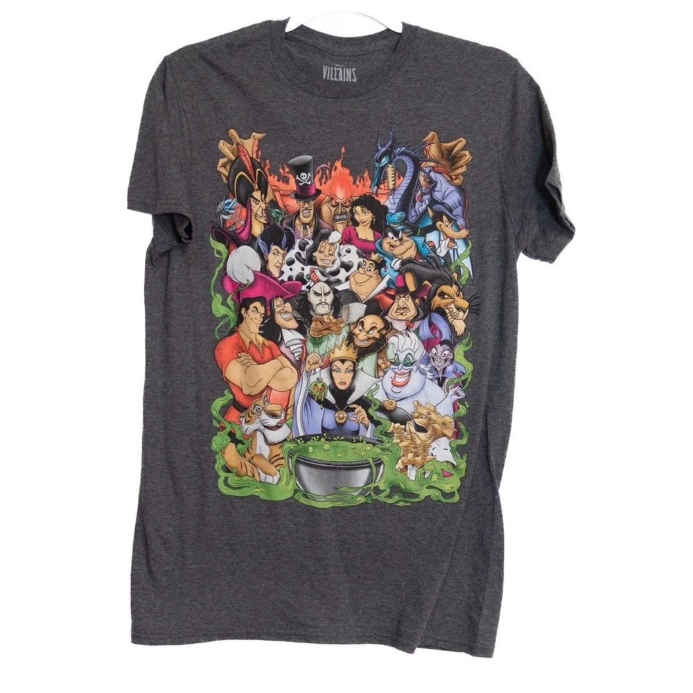 Disney Villains‎ Vintage Charcoal Tee with Colorful Graphic Adult Medium